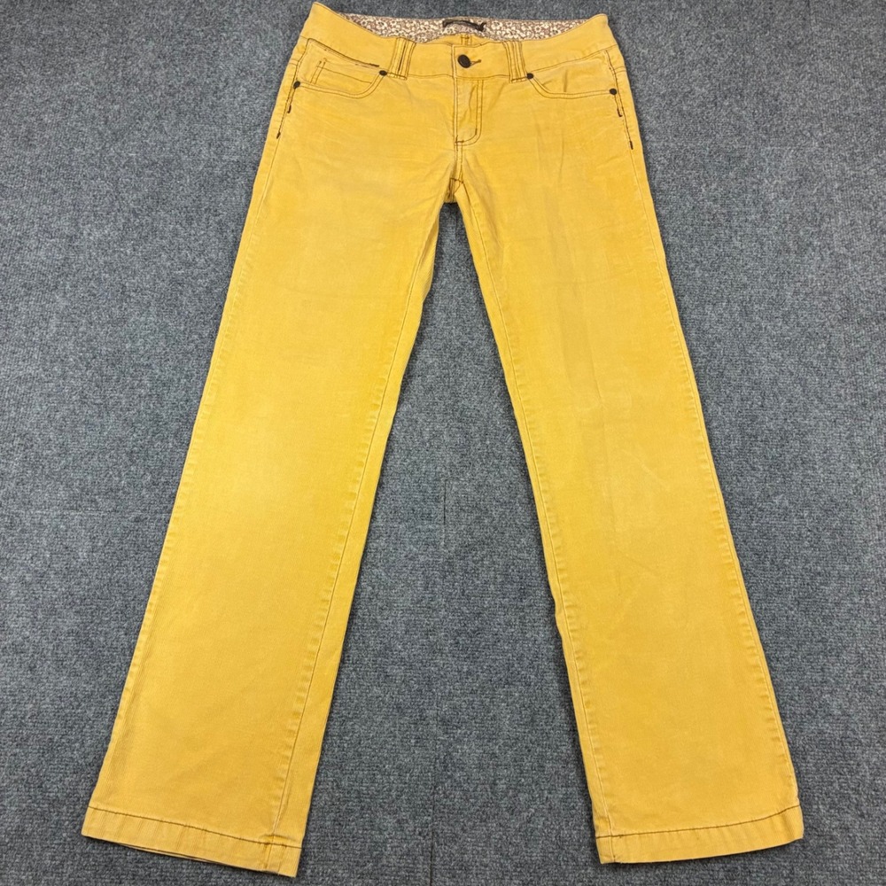 Vintage Prana Women Mustard Yellow Corduroy Straight Leg Pant 6 Boho Outdoor - Picture 1 of 10
